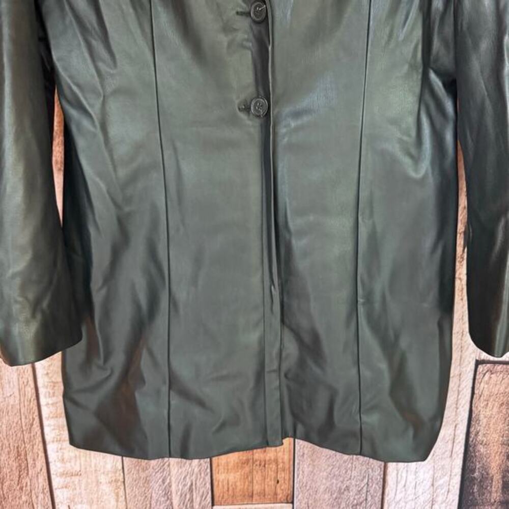 Abercrombie‎ & Fitch Faux Leather Jacket Black Large Workwear Minimalist NWT - Picture 4 of 9